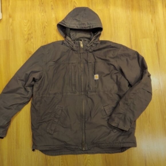 Carhartt men's coat with Hood. Gray. Size 2XL Tall. Loose Fit. Detachable hood - Picture 1 of 8